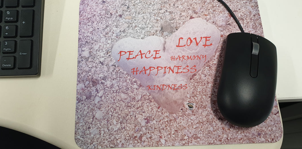 Mouse Mat Home Decor Beach Words Coral Heart Design