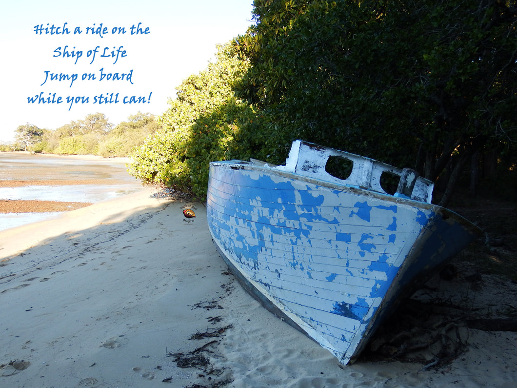 Home Decor Canvas Beach Art Boat Inspired Words Ship of Life
